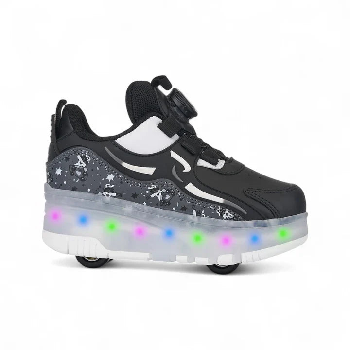 Işıklı Patenli Tekerlekli Spor Ayakkabı Siyah
